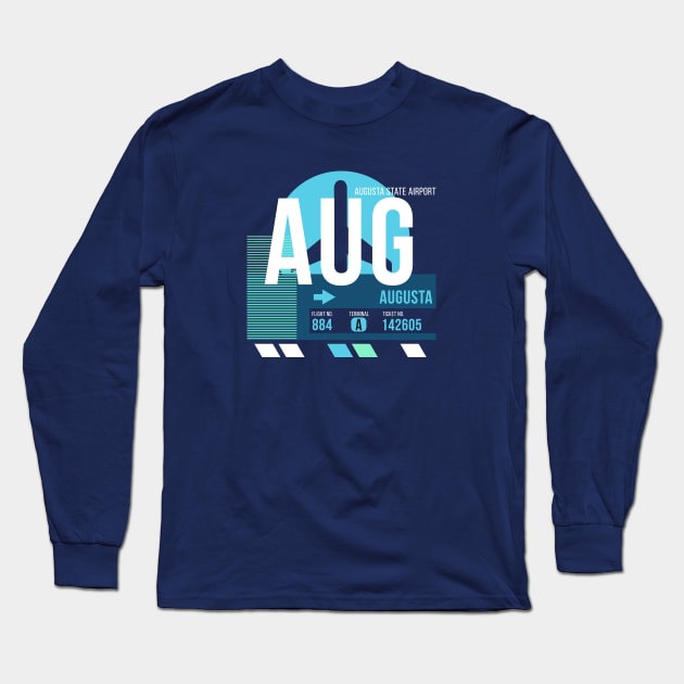 Augusta (AUG) Maine Airport // Sunset Baggage Tag Long Sleeve T-Shirt by Now Boarding
